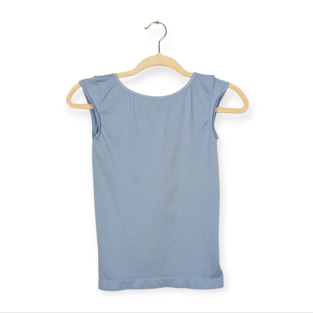 Free People Intimately Light Blue Low Back Cap Sleeve Seamless Tee Size L/XL